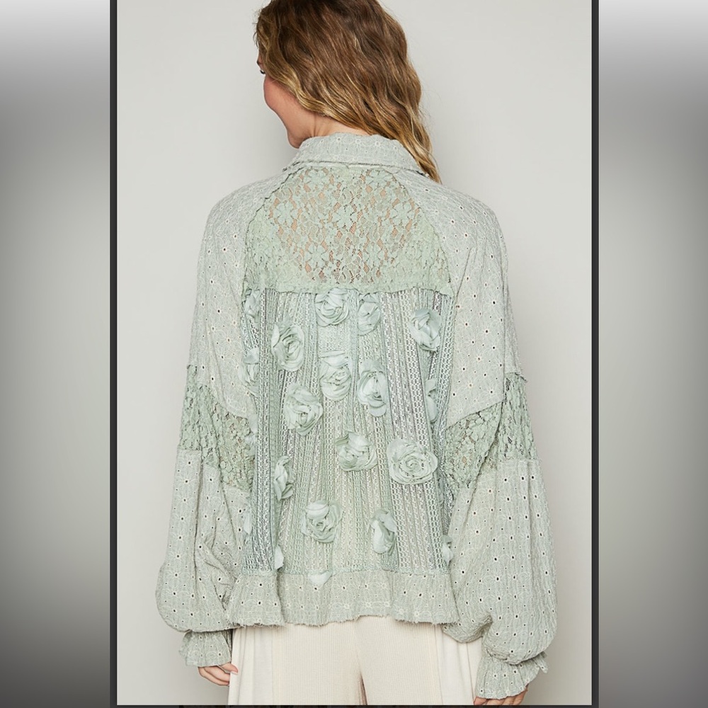 91 ❤️POL lace fabric Pearl jacket - Picture 3 of 6